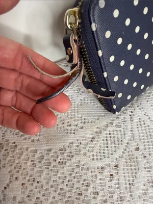 Kate Spade Navy blue Polka Dot Zip Around Wallet with Gold Logo thumbnail 4