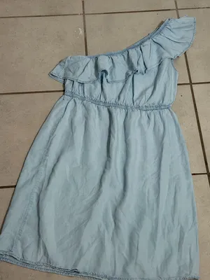 Old Navy Women Chambray‎ Spring Light Blue One-Shoulder Ruffle Dress size S thumbnail 2