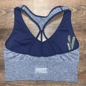 Victoria’s Secret PINK Sport Seamless Lightly Lined Blue Sports Bra Size Large thumbnail 3