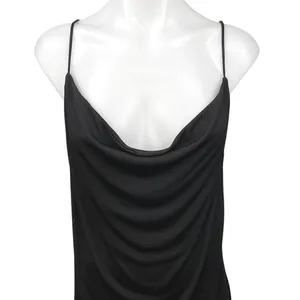 Zara Black Silky Cowl Neck Cami Camisole Midi Backless Tank Slip Dress Size L thumbnail 5