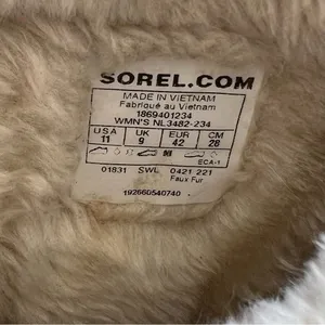 Sorel Snow Angel Winter Boots Rootbeer Tan Black Faux Fut Lace Up Boots Size 11 thumbnail 4