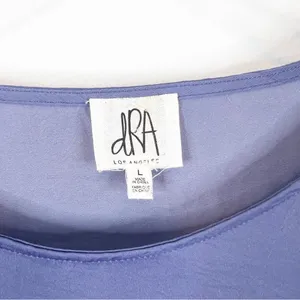 Anthropologie dRA Satin Ruffle Blouse L Blue thumbnail 6