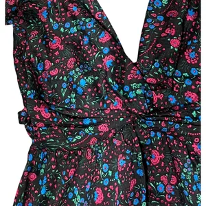 $232 Anthropologie Sabina Musayev S Black Mini Dress Floral Backless Ruffle Pink thumbnail 3