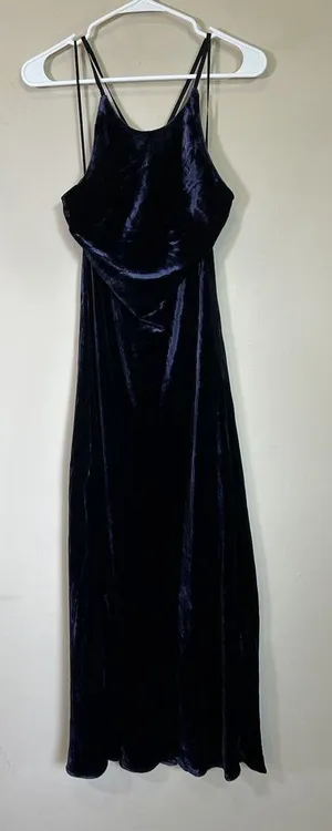 J. Crew Silk velvet‎ halter slip dress NEW NWT violet Size 2 thumbnail 1