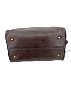 HCL Vintage 80s 90s Brown Leather Monogram Handbag Luxury Classic thumbnail 4