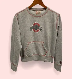 Vintage look Izod Collegiate OSU Ohio State crew neck gray kangaroo sweatshirt thumbnail 2