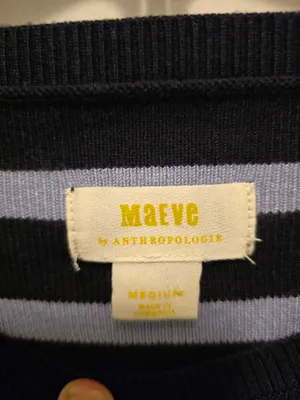 Anthropologie Striped Long-Sleeve Crewneck Top in Black and Light Blue thumbnail 2