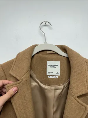 Abercrombie & Fitch Classic Women's Tan Wool-Blend Long Dad Coat thumbnail 13