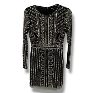 Gianni Bini Black Dani Pearl Silver Sequin Dress size 0 thumbnail 8