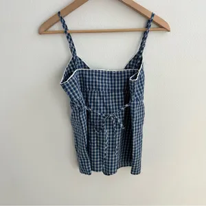 Brandy Melville Navy and white plaid top thumbnail 6