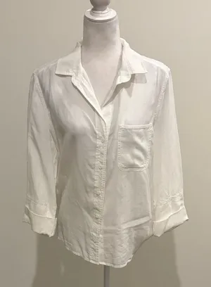 New With Tags Cloth & Stone White Anthropologie Blouse Sz M thumbnail 1