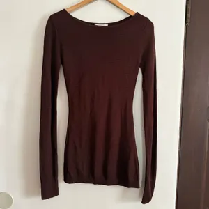 ENTIRE STUDIOS Brown Slinky Knit Long Sleeve Boat Neck Long Top Small thumbnail 6