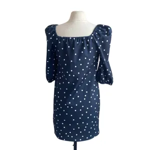 ASOS Puff Sleeve Dress Womens Sz 6 Navy Polka Dot Square Neck Mini thumbnail 5