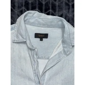 Quince Women's Chambray Shirt Dress Blue Cotton Button Up Mini Tunic Denim Sz S thumbnail 4