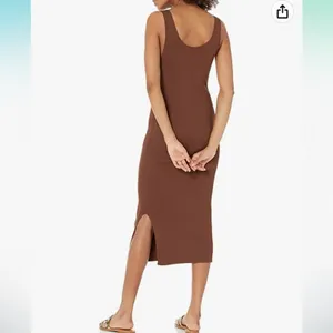 Chocolate Brown Ribbed Midi Sleeveless Dress XS NWT thumbnail 4