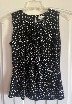 Calvin Klein Black & White Polka Dot Sleeveless Camisole thumbnail 1