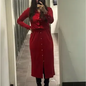 Polo Ralph Lauren Red Midi Shirt Dress MEDIUM Duster Preppy Jersey Designer $300 thumbnail 9