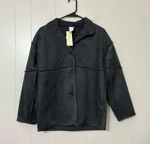 Banana Republic Reversible Vegan Suede Sherpa Jacket Gray Size XS NEW thumbnail 2