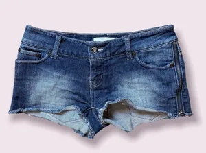 Papaya Y2K side zip low rise jean shorts thumbnail 1
