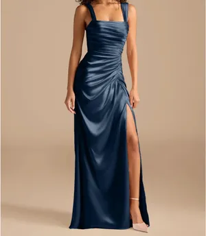 Azazie Navy blue dress thumbnail 3