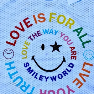 SMILEY WORLD Crop Top T Shirt White Graphic Tee thumbnail 2