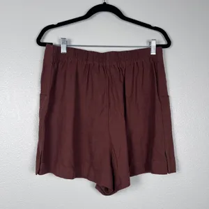 House Of Harlow Women's Linen Blend Shorts Brown Sz L thumbnail 5
