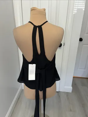 Zara TRF Collection Black Chiffon Halter Top thumbnail 2