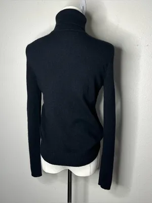 Diane Von Furstenberg Black Wool Cashmere Gracey Turtleneck Cutout Sweater thumbnail 2