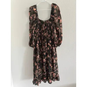 Ulla Johnson Isla Dress Womens 4 Green Floral Tiered Puff‎ Sleeve Boho Prairie thumbnail 4