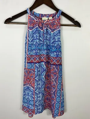St Tropez West Sleeveless Top M Blue Paisley Boho Coastal Resort Vacation Beachy thumbnail 1