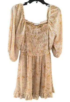 Sienna‎ Sky Womens Paisley Smocked Mini Dress Western Boho Square Neck L thumbnail 1