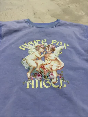 White fox boutique angel Vintage-Style Lavender Graphic Crewneck Sweatshirt s/m thumbnail 2
