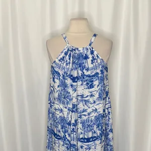 By ANTHROPOLOGIE Jasmine Tiered Cover-Up Dress Maxi Tropical Toile Blue Medium‎ thumbnail 9