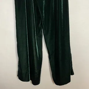 Marine Layer Bella Velvet Pants Slouchy Wide Leg Women Medium Green Drawstring thumbnail 10