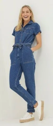 FatFace Denim Jumpsuit Size 2 Imogen Boilersuit 100%Cotton Utility Rosie Minimal thumbnail 1