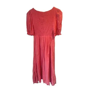 The Nines by HATCH Midi Dress Womens XS Pink Maternity Smocked Boho Cottage thumbnail 4