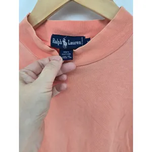 Ralph Lauren T-Shirt Womens M Coral Mock Neck Short Sleeve‎ Cotton Vintage Tee thumbnail 2