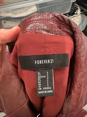 Forever 21 Burgundy faux Leather-Effect Long Blazer thumbnail 5