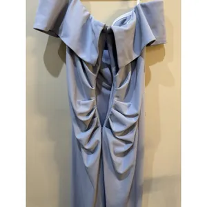 Xscape Evenings Ruched Off the Shoulder Crepe Gown Sky Blue Size 16 Formal thumbnail 5