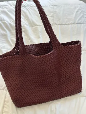 Moda Luxe Maroon Woven Tote Bag thumbnail 3