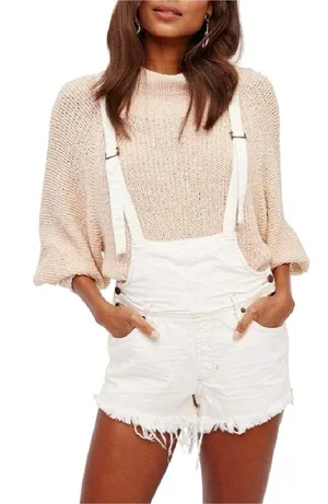 FREE PEOPLE strappy denim shortalls thumbnail 1