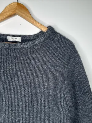 Aritzia Charcoal Gray 100% Cashmere Chunky Ribbed Knit Sweater Large thumbnail 2