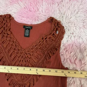 Rue 21 Crochet Fringe‎ Sleeveless Top Blouse Festival Boho Chic Tank thumbnail 4