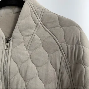 Lululemon Quilted Bomber Jacket Women’s 2 Riverstone Sage Green Cropped LW3HFMS thumbnail 2