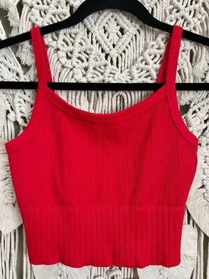 Workout Crop Ribbed Tank Red Size XS thumbnail 3