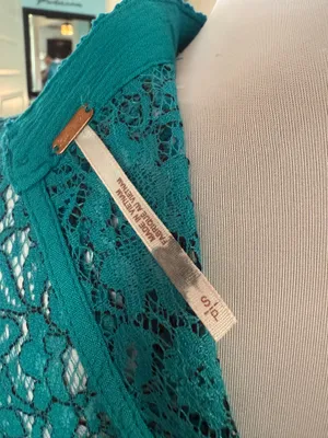 Free People NWOT Elegant Teal Lace High-Low Tunic thumbnail 6