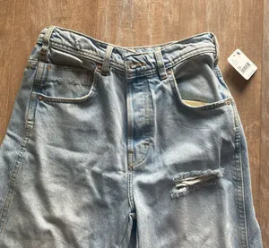 Free People We The Free Ollie Extreme Wide Leg destroyed distressed denim jeans 24 NEW thumbnail 3