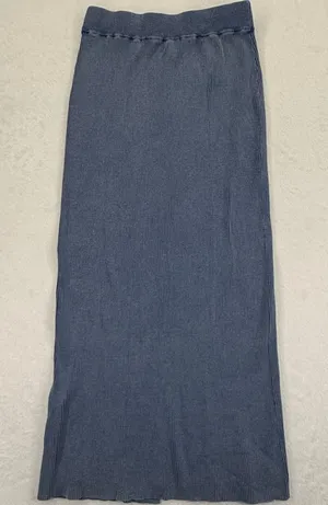 House of Harlow 1960 Ribbed Knit Maxi Skirt Blue Cotton Blend Womens Medium‎ thumbnail 1