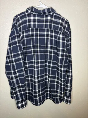Wrangler Premium Quality Flannel Shirt – Navy Plaid (Size XL) thumbnail 2