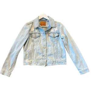 Levi’s cotton denim jacket with white embroidered flowers M thumbnail 6